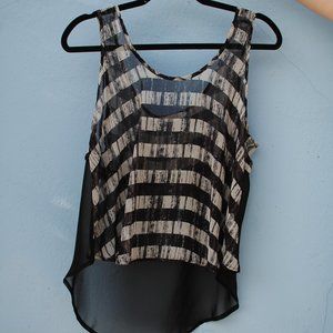 Lush - Black and White Striped Breezy Tank Top